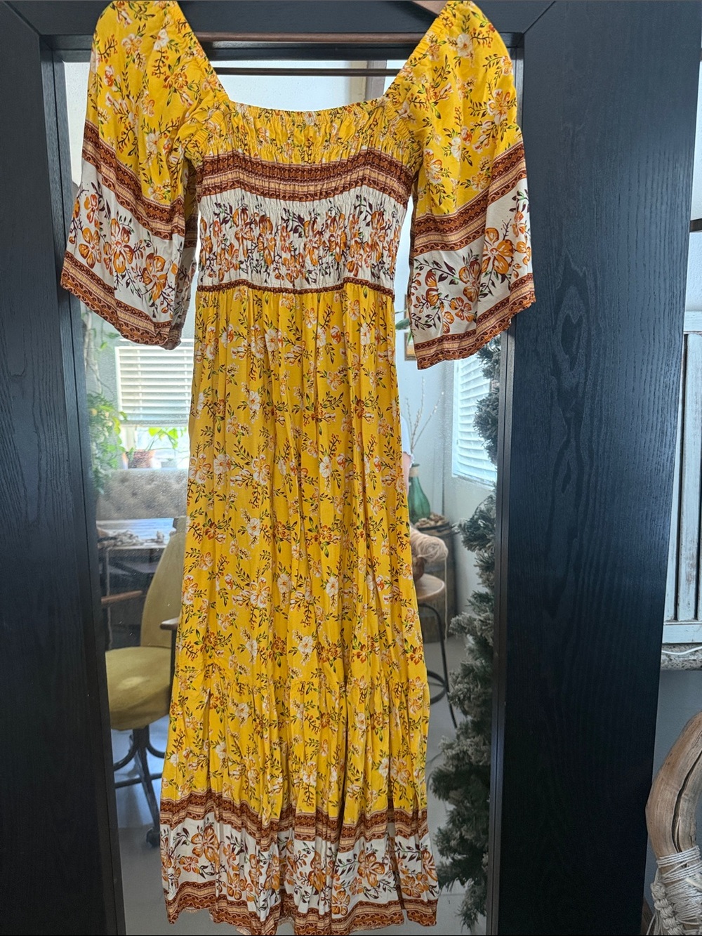 Yellow Floral Boho Maxi Dress - Brand